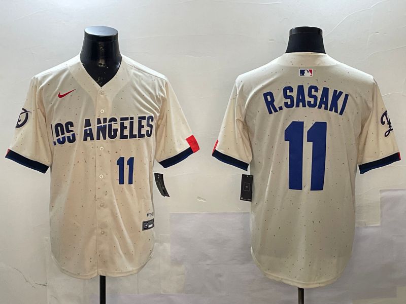 Men Los Angeles Dodgers 11 R.Sasaki Cream Fashion Game 2025 Nike MLB Jersey style 4